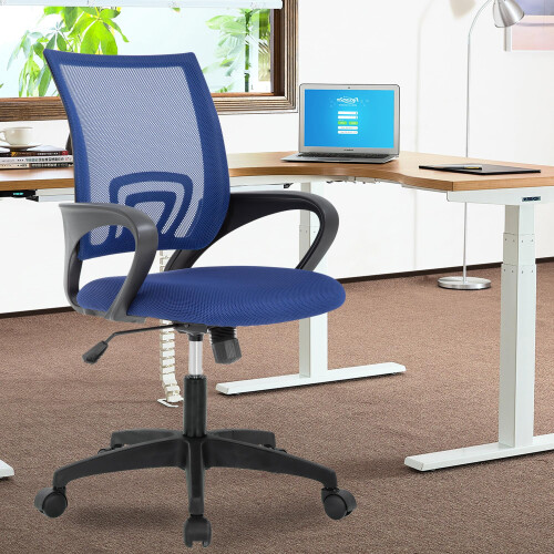 Mesh Conference Room Chairs with Wheels Blue 2 Pack 2