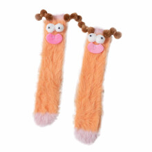 Korallensamt-Motiv-Socken mit Monster-Motiv, 3D, flauschig, warm und kuschelig