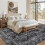 Black Washable Area Rug 6x9 ft Non-Slip Boho Style 7
