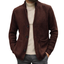Flauschiger Herren-Cardigan, einfarbig, langärmelig