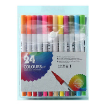 Watercolor Markers Dual Tip Vibrant Blendable 24-Pack