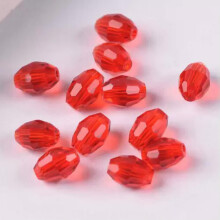 Rugby Oval Faceted Crystal Glass Beads Red 8x6mm 30pcs