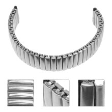 Correa de reloj de acero inoxidable BESTONZON para hombre, tono plateado.