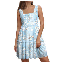 Women's Square Neck Sleeveless Midi Dress Blue M
