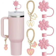 Stanley 30oz 40oz Tumbler Straw Covers with Letter Charms