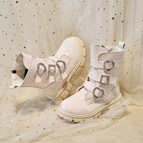 Botas cortas infantiles con cremallera lateral, estilo británico.