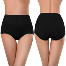 Womens Underwear Seamless High Waisted Briefs Stretch No Show Breathable Full Coverage Solid Color Ladies Panties