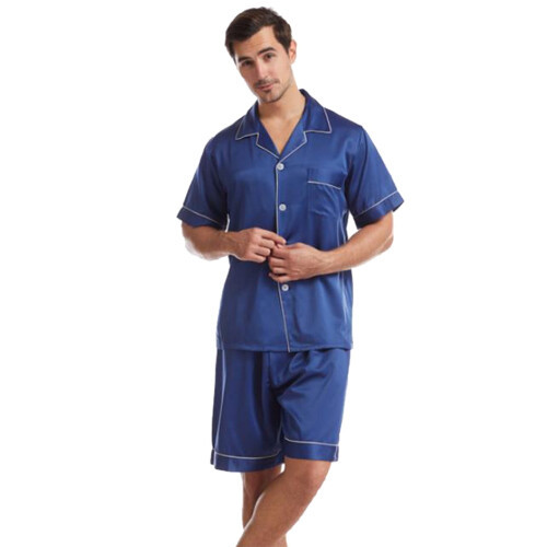 Men's satin pajama set blue M