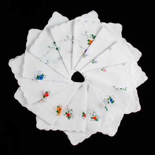 Γυναικεία μαντήλια χειρός Vintage Floral από μείγμα βαμβακιού, 12 τεμάχια