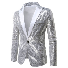 Men's Sequin Jacket Slim Fit Notched Lapel 1-Button