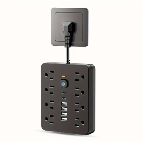 Power Strip 14-in-1 with 8 Outlets 4 USB 2 USB-C Flat Plug