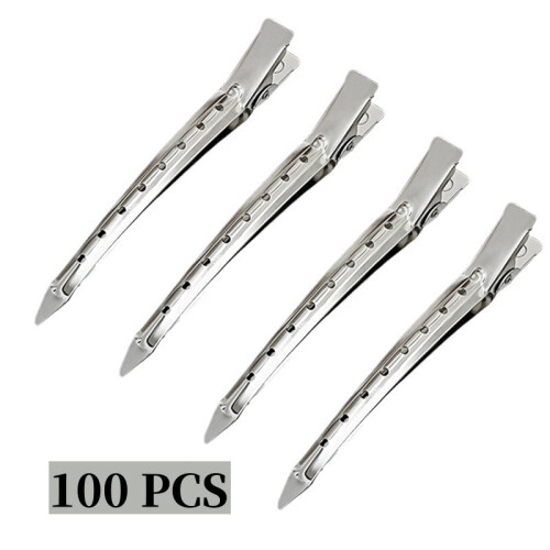 Duck Bill Hair Sectioning Clips Silver 3.5 Inch 100pcs