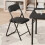 Conjunto de mesa e cadeiras dobráveis infantis com 3 peças e almofada preta em PU. 3