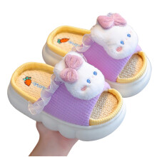 Pantuflas de lino para niñas, suela blanda, para interior y exterior.