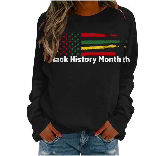 Black History Month Pullover Top Women Long Sleeve