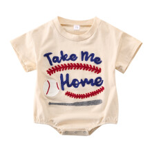 Baby Romper Bodysuit Beige Short Sleeve 6-12 Months
