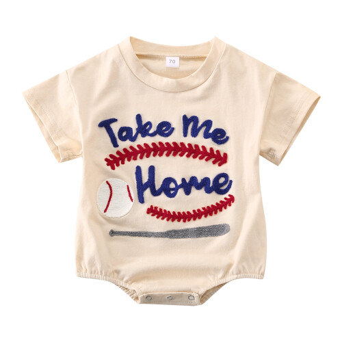 Baby Romper Bodysuit Beige Short Sleeve 6-12 Months
