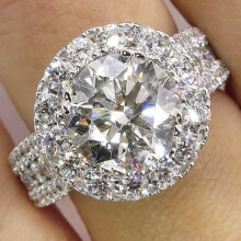Diamond Zircon White Openwork Ring for Women