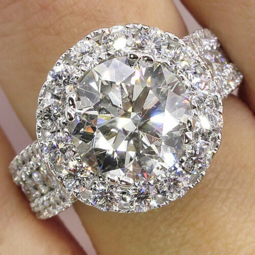 Diamond Zircon White Openwork Ring for Women