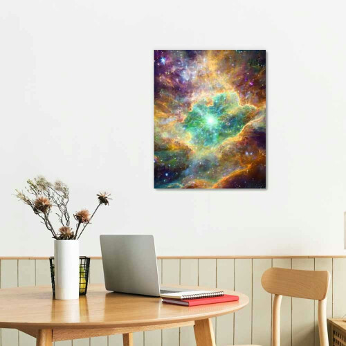 Tableau abstrait coloré sur toile représentant l'espace et les nébuleuses 1