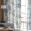 Sheer Curtains Retro Blue White Flowers Grey Stripe 52x63 4