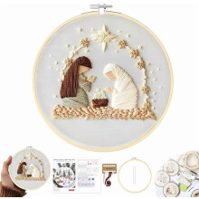 Christmas embroidery kit for beginners with hoop fabric