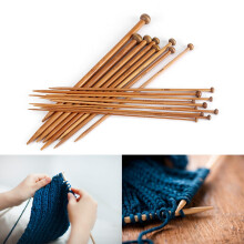 LHCER Bamboo Knitting Needles Single-Pointed 18 Sizes