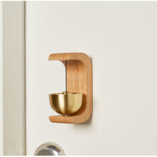 Magnetic Walnut Wood Doorbell with Brass Bell Log Color