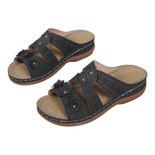 Sandalias de cuña con plataforma para mujer con soporte para el arco y diseño floral.