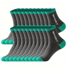 Men's Ankle Socks Moisture-Wicking Cotton Blend 12-Pack