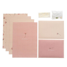 Floral stationery set with envelopes, yarn belts, stickers,