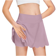 Girls tennis skorts high waist with built-in shorts purple