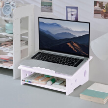 Laptop Stand Wooden-Plastic Ergonomic Monitor Riser White