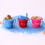 Mini Beach Bucket Garden Figurines Assorted Colors 6 pcs 7