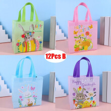 Sacs cabas de Pâques avec anses, en tissu non tissé, lot de 12