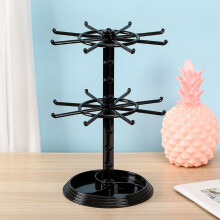 2-Tier Rotating Bracelet & Ring Holder Stand Black