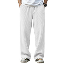 Men's Straight-Leg Pants Ribbed Waist White S