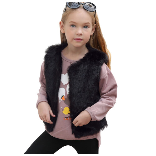 Winter-Veloursmantel für Mädchen, Schwarz, 18-24 Monate