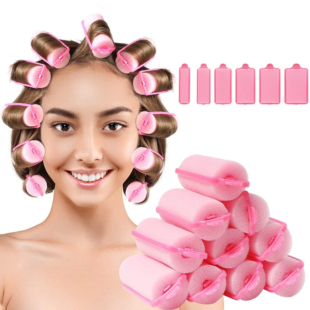 Sponge Hair Rollers Pink 4.0cm 6pcs