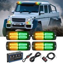 LED stroboszkópok 12V/24V borostyánsárga zöld 4 db szinkronizációval