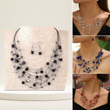 Bohemian Ethnic Necklace and Earring Set White 2 pcs