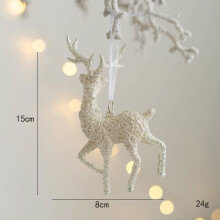 Gold Glitter Reindeer Ornament PVC 15 cm