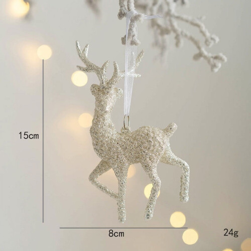 Gold Glitter Reindeer Ornament PVC 15 cm