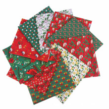 Christmas Cotton Fat Quarters Santa Snowman Tree Print 10