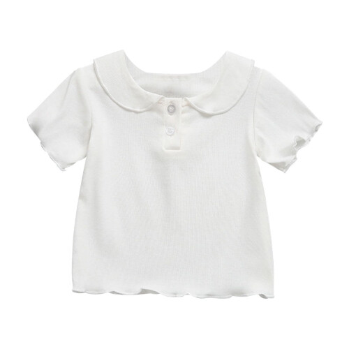Girls Ruffle Cotton Tee White 2-3 Years