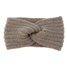 Knitted wool headband cross style khaki women 1 piece