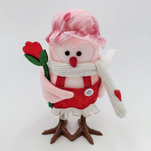 Valentine's Day Bird Figurines Red Pink Ornament Set