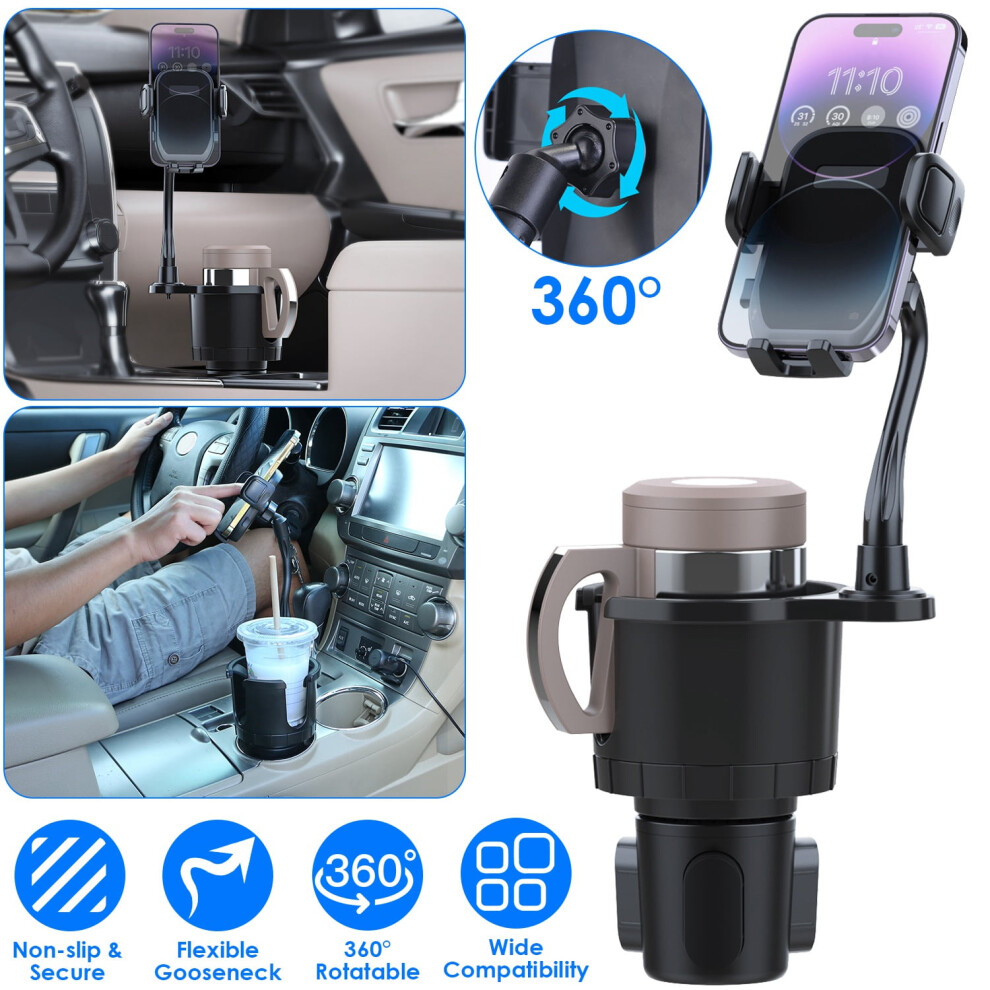 Car Cup Holder With Smartphone Mount And 360 Rotation 939152636082
