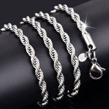 Twist Chain Necklace Silver Unisex 2mm 16-24 Inch