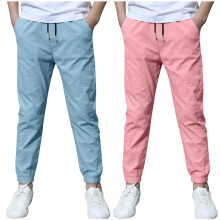 Boys Linen Pants Summer Chino Drawstring Trousers